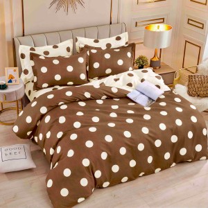 Lenjerie pat 1 PERSOANA,  FINET, 4 piese, Jojo Home, Maro-Crem, buline