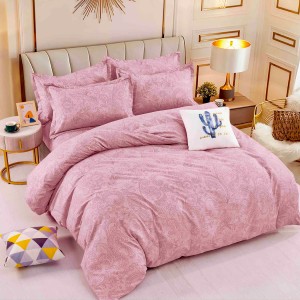 Lenjerie pat 1 PERSOANA,  FINET, 4 piese, Jojo Home, Roz, model floral