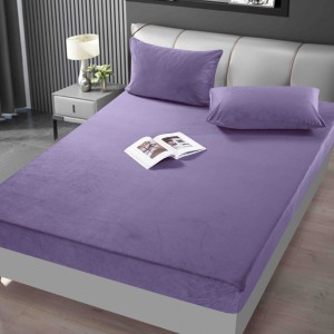 Cearsaf cu elastic, CATIFEA, 160/180x200cm, 2 fete de perne 50x70cm, Jojo Home, Uni, Lila