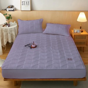 Husã matlasatã tip topper din bumbac satinat, 180x200cm + 2 fete de perna 50x70cm, Indigo