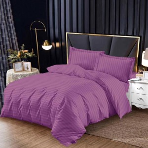 Lenjerie HoReCa, pat single, Damasc Finetat Deluxe cu Elastic, 4 piese, Mov