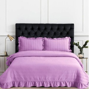 Cuvertura pat dublu, matlasata, 3 PIESE, Bumbac Satinat Superior, Lila