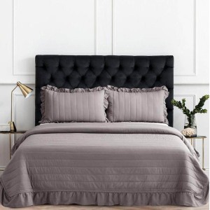 Cuvertura pat dublu, matlasata, 3 PIESE, Bumbac Satinat Superior, Gri