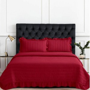 Cuvertura pat dublu, matlasata, 3 PIESE, Bumbac Satinat Superior, Grena