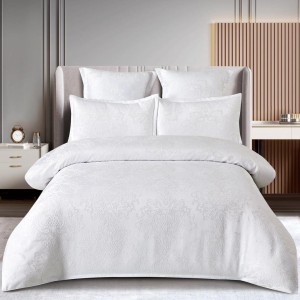 Lenjerie pat dublu, JACQUARD FINETAT, 6 piese, cu ELASTIC, Alb Lenjerie pat dublu, JACQUARD FINETAT, 6 piese, cu ELASTIC, Alb