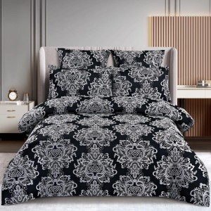 Lenjerie pat dublu, JACQUARD FINETAT, 6 piese, cu ELASTIC, Negru Lenjerie pat dublu, JACQUARD FINETAT, 6 piese, cu ELASTIC, Negru