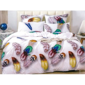 Lenjerie pat dublu, Pucioasa Romania, 4 piese, Bumbac Satinat Superior, Gri, pene