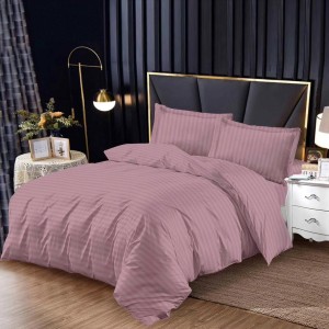 Lenjerie HoReCa, pat single, Damasc Finetat Deluxe cu Elastic, 4 piese, Pudra