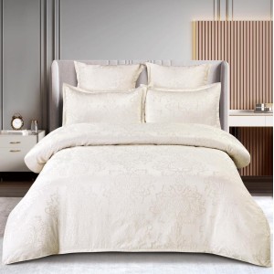 Lenjerie pat dublu, JACQUARD FINETAT, 6 piese, cu ELASTIC, Crem Lenjerie pat dublu, JACQUARD FINETAT, 6 piese, cu ELASTIC, Crem