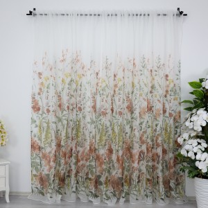 Perdea din matase imprimata - 400cm x 238cm, Rejansa pt. bara, flori de toamna