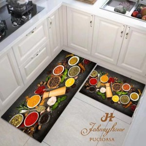 Set 2 covoare pentru Bucatarie, Multicolor, condimente