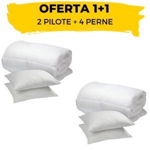 OFERTA 1+1: 2 Pilote 180x200cm si 4 Perne 50x70cm, Fabricate in Romania