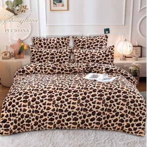 Lenjerie pat dublu, Super Pufoasa COCOLINO, 6 piese, Maro, animal print