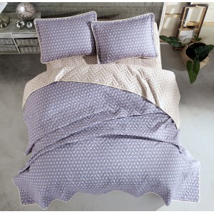 Set cuvertura de pat dublu, 3 piese, Bumbac 100%, 240x260cm, Clasy, OREGON V1 Salmon