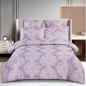 Lenjerie pat dublu, JACQUARD FINETAT, 6 piese, cu ELASTIC, Lila Lenjerie pat dublu, JACQUARD FINETAT, 6 piese, cu ELASTIC, Lila