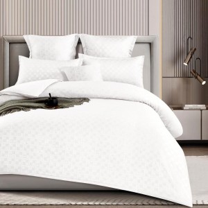 Lenjerie pat dublu,  FINET cu ELASTIC, 6 piese, Alb