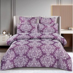 Lenjerie pat dublu, JACQUARD FINETAT, 6 piese, cu ELASTIC, Mov Lenjerie pat dublu, JACQUARD FINETAT, 6 piese, cu ELASTIC, Mov