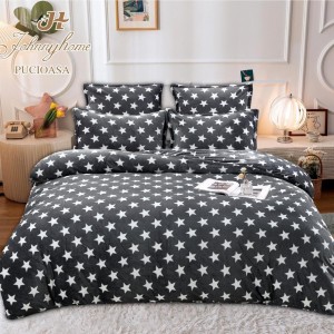 Lenjerie pat dublu, Super Pufoasa COCOLINO, 6 piese, Gri, stelute