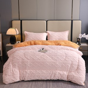  Pilota CoCoLiNo Sherpa tip Tricotaj cu blanita bej, matlasata, 200x230cm + 2 fete de perna 50x70cm, crem