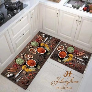 Set 2 covoare pentru Bucatarie, Maro, condimente