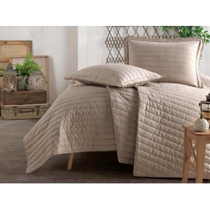 Set cuvertura de pat dublu, 3 piese, Bumbac 100%, 240x260cm, Clasy, PEDRA V5 Kahve