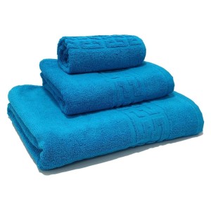 Set 3 Prosoape din 100% Bumbac Pakistanez, 30x50cm, 50x90cm ai 70x130cm, Bleu intens Set 3 Prosoape din 100% Bumbac Pakistanez, 30x50cm, 50x90cm ai 70x130cm, Bleu intens