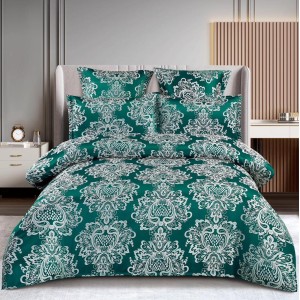 Lenjerie pat dublu, JACQUARD FINETAT, 6 piese, cu ELASTIC, Verde Lenjerie pat dublu, JACQUARD FINETAT, 6 piese, cu ELASTIC, Verde