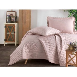 Set cuvertura de pat dublu, 3 piese, Bumbac 100%, 240x260cm, Clasy, PEDRA V3 Pudra