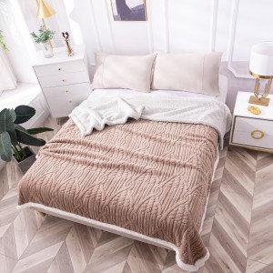 Patura CoCoLiNo Sherpa cu blanita, tip Tricotaj impletit, 200x230cm, Maro