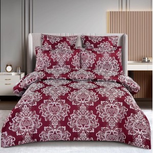 Lenjerie pat dublu, JACQUARD FINETAT, 6 piese, cu ELASTIC, Grena Lenjerie pat dublu, JACQUARD FINETAT, 6 piese, cu ELASTIC, Grena