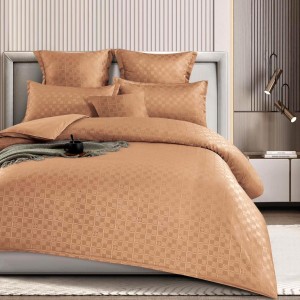 Lenjerie pat dublu,  FINET cu ELASTIC, 6 piese, Maroniu