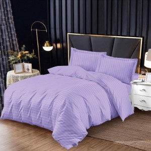 Lenjerie HoReCa, pat dublu, Damasc Finetat Deluxe cu Elastic, 4 piese, Lila