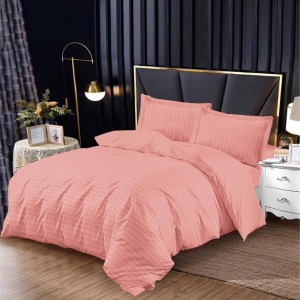 Lenjerie HoReCa, pat dublu, Damasc Finetat Deluxe cu Elastic, 4 piese, Roz