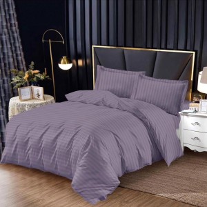 Lenjerie HoReCa, pat dublu, Damasc Finetat Deluxe cu Elastic, 4 piese, Gri cenusiu