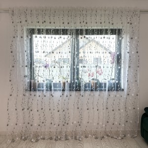 Perdea cu buline brodate - 300cm x 260cm , Rejansa pentru sina, Alb-Gri