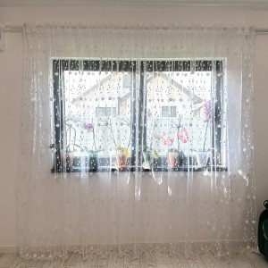 Perdea cu buline brodate - 300cm x 260cm , Rejansa pt. sina , Alb