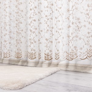 Perdea cu broderie tip crengute - 500cm x 232cm, Rejansa pt. bara , Alb - Auriu