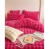 Lenjerie de Pat Dublu, ExtraPufoasa din Blăniță Artificială de Iepure, 4 piese, Fuchsya – Confort Premium și Eleganță Absolută [4]