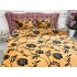 Lenjerie pat dublu, Super Pufoasa COCOLINO, 4 piese, cu ELASTIC, Muștar, flori [8]