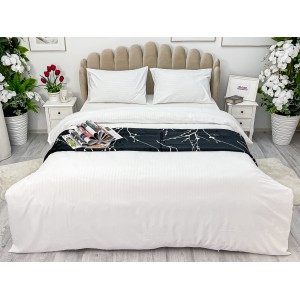 Lenjerie HoReCa, pat dublu, Damasc Satinat Deluxe, 4 piese, CumparaMisim, Alb