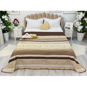 Cuvertura matlasata cu doua fete pentru pat dublu , 210x210, Bej-Maro, model clasic