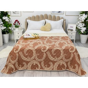 Cuvertura matlasata cu doua fete pentru pat dublu , 210x210, Bej-Maro, oriental