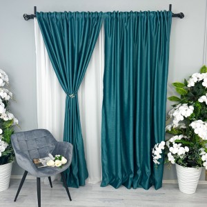 Set 2 Draperii Soft Touch  - 200cm x 232cm , Rejansa pt. bara ,  Turquoise