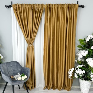 Draperie Soft Touch, cu Aspect Fin și Tenta Satinată, 140cm latime x 260cm înălțime, cu TIV LAT, Bej Gold