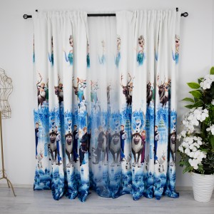  Set 2 Draperii Satinata pentru copii , Frozen- 200cm x 232cm , rejansa pt bara 