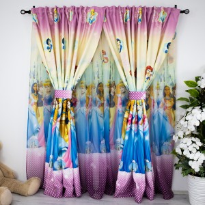 Set Perdea din Voal 3m latime x 2.7m inaltime si 2 bucati Draperie Satinata 1m latime x 2.7m inaltime, pentru copii, printese