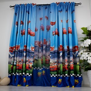Draperie Satinata pentru copii, Cars, latime 500cm x inaltime 232cm, rejansa pentru bara