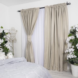 Set 2 draperii tip Bob de Orez , 250x230cm, cu tiv lat, Grej