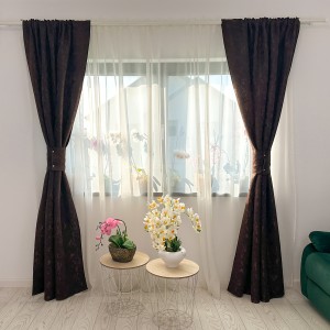 Draperie din Jacquard model Nisip, 140cm latime x 260cm înălțime, cu TIV LAT, Maro