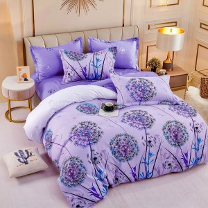 Lenjerie pat dublu,  FINET, 6 piese, Jojo Home, Lila, papadii